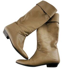 Eclisse Women's Taupe Tan Leather Pull On Boots size 7.5 N Made in‎ Italy